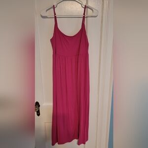 Old Navy Hot Pink Cotton Midi Dress Sundress Sz L Like New